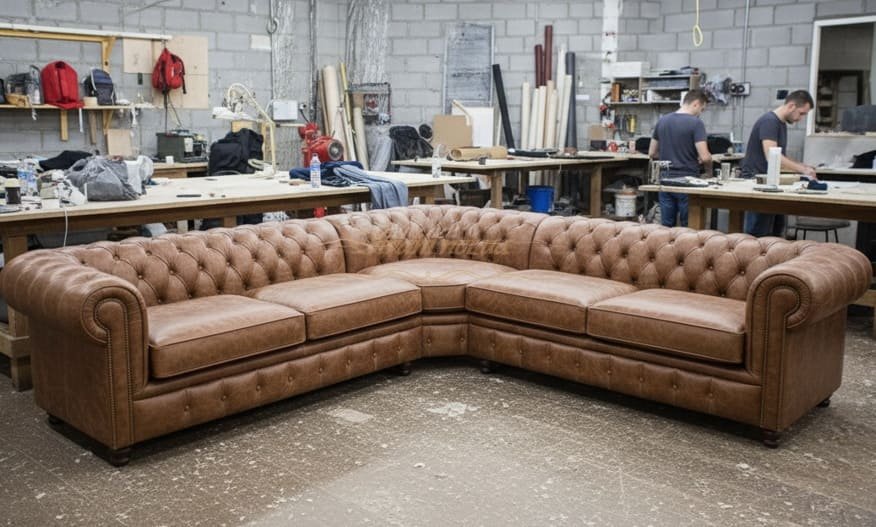 больой диван честер из натуральной кожи