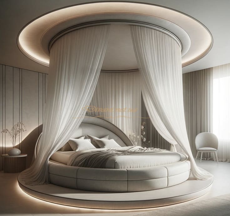 круглая кровать с балдахином в спальню на заказ