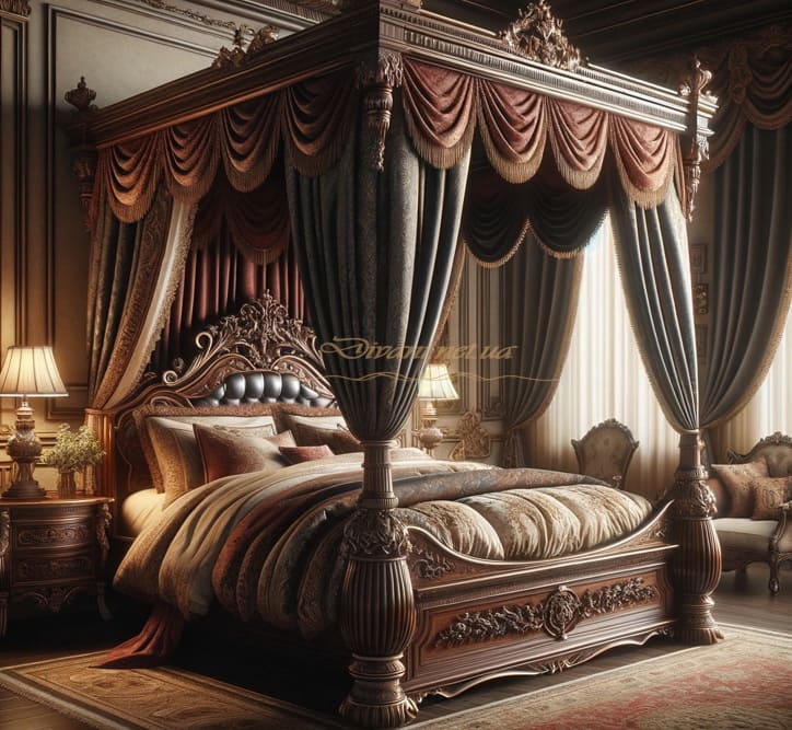 кровать деревянная с балдахином под заказ Украина