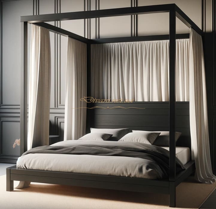 черная кровать с балдахином в стиле модерн