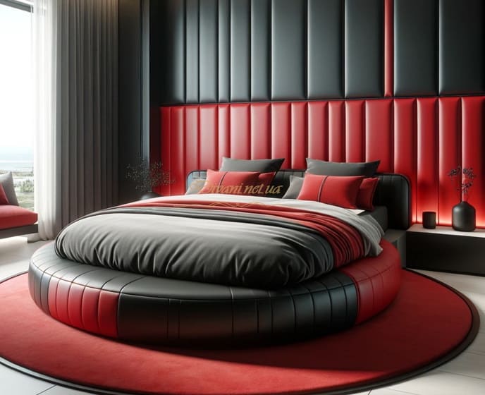 черно красная круглая кровать