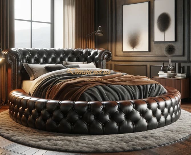 коричневая круглая кровать честер