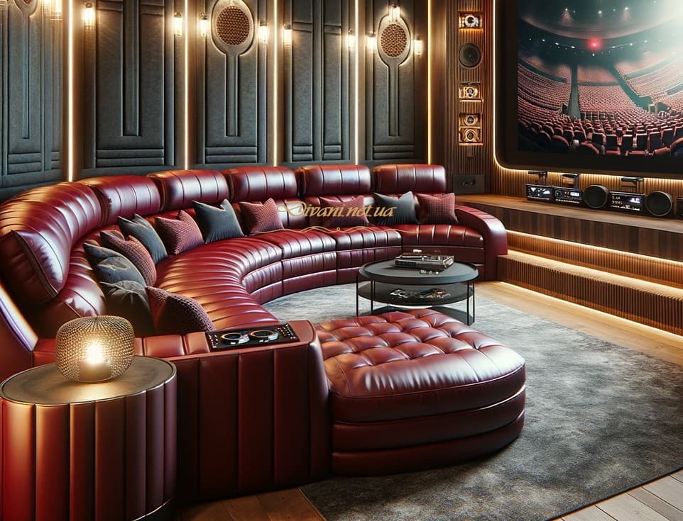 радиусный  диван в домашний кинотеатр на заказ