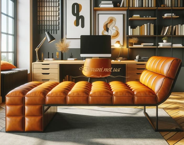 оранжевый диван лофт в кабинет на заказ
