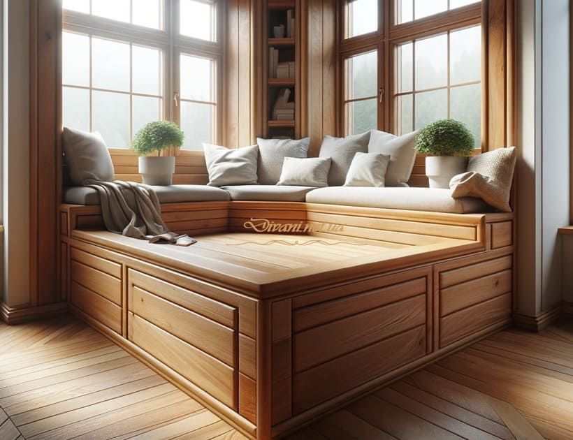 деревянный подоконник для отдыха