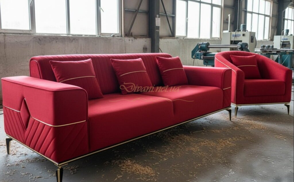 красный диван в Буче