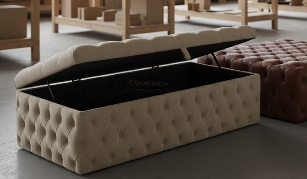 прямоугольные пуфы из велюра