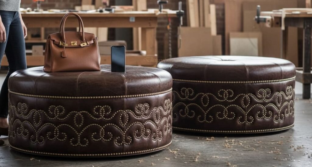 жорсткі пуфи з дерев'яним каркасом