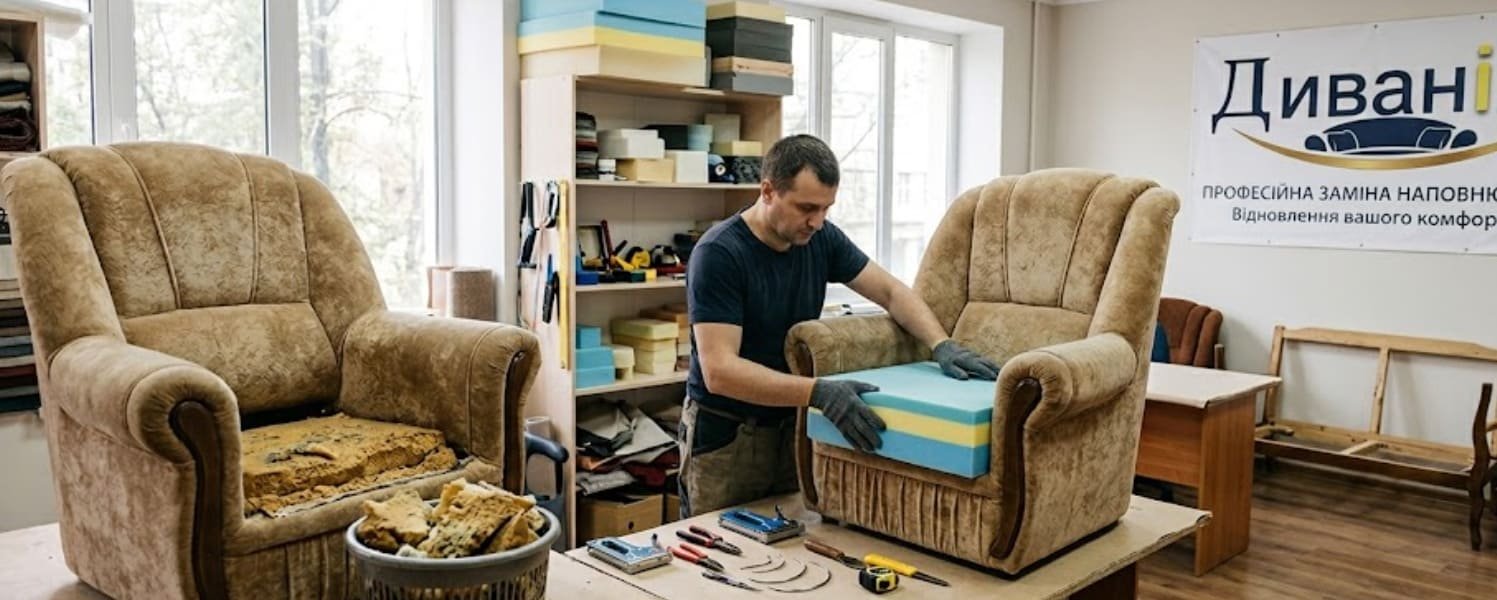 Профессиональная замена наполнителя мягкой мебели
